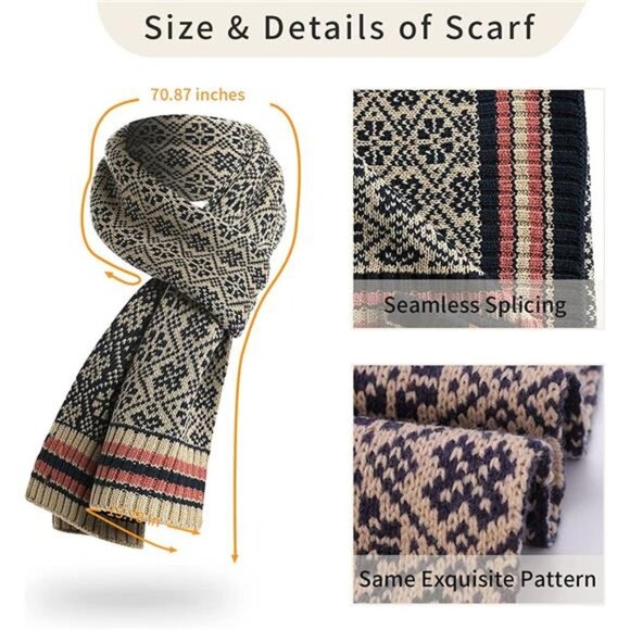 Women\'s Snowflake Print Beanie Hat Scarf Touch Screen Gloves Set with Pom main image 6